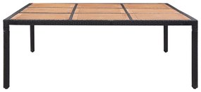 Masa de gradina, negru, 200x200x74 cm, poliratan si lemn acacia 1, Negru, 200 x 200 x 74 cm