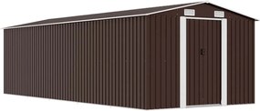 vidaXL Șopron de grădină, 257x580x181 cm, maro, metal