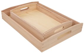 Set de 2 tavi din lemn TIMBER TRAYS