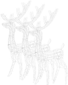 Decoratiuni reni de Craciun, 3 buc., alb rece, 120 cm, acril 3, Alb rece, 70 x 41 x 120 cm