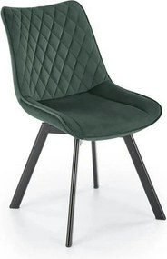 Scaun tapitat K520, verde/negru, stofa catifelata, 45x63x80 cm