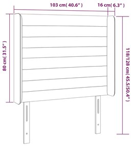 Tablie de pat cu LED, gri inchis, 103x16x118 128 cm, textil 1, Morke gra, 103 x 16 x 118 128 cm