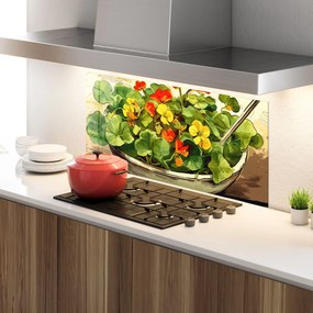 Panou Sticla Bucatarie, 60x150cm, Protectie aragaz, Antistropi, Termorezistent, Alimente, Legume, Flower Food