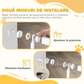 PawHut Gard de Siguranță pentru Animale, 180 cm Înălțime, Spațiu Îngust 3,5 cm, Montare prin Presiune, Lățime 76-104 cm | Aosom Romania