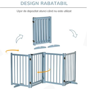 PawHut Poartă de Siguranță Pliabilă pentru Câini Talie Mică/Medie 237.5x36x80 cm Gri | Aosom Romania
