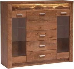 Comoda INFINITY I-08, frasin deschis, PAL melaminat, 137x42x122 cm