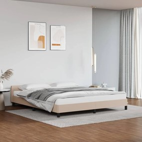 347518 vidaXL Cadru de pat cu tăblie, cappuccino, 180x200 cm, piele ecologică