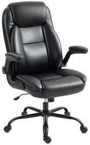 HOMCOM Scaun de birou cu brațe rabatabile, scaun de birou ergonomic, înălțime reglabilă, funcție de balans, negru | Aosom Romania
