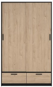 Șifonier negru/cu aspect de lemn de stejar cu ușă glisantă 121x200 cm Line – Tvilum