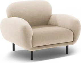 Fotoliu bej cu tapițerie din țesătură bouclé Poppy – Micadoni