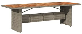 365596 vidaXL Masă grădină, blat din lemn acacia, gri, 240x90x75 cm poliratan