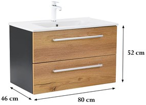 Dulap inferior Vario Clam 80 cu lavoar antracit-stejar