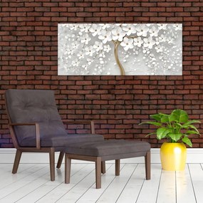 Tablou cu copac alb cu flori (120x50 cm)