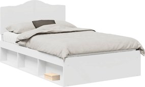 vidaXL Cadru de pat cu headboard Alb 120 x 190 cm Lemn de pin masiv