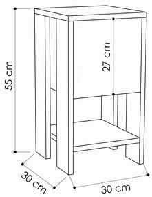 Noptieră Ema, gri antracit