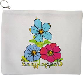 Portfard Cosmetice tip Plic, model Blossom Trio, 23x18 cm, Alb, BEKZ®