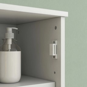 HOMCOM Mobilier Coloană Depozitare Baie bicolore, 2 dulapuri cu raft reglabil și 2 nișe, 35L x 30A x 170Î cm | Aosom Romania