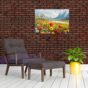 Tablou pe sticlă - Peisaj pictat (70x50 cm)