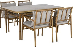 Set dining exterior din aluminiu și stofă, masă și 4 scaune, bej, "Ceylon"