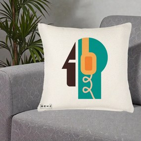 Perna Personalizata Retro Casti Muzicale, 40x40 cm, Crem Reliefat, Husa Detasabila, Perna Inclusa, BEKZ®