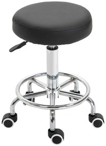 Vinsetto Taburet cu roți, taburet de masaj cu înălțime reglabilă 50-64 cm și șezut căptușit, pivotant 360°, negru | Aosom Romania