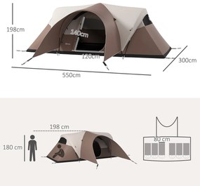 Outsunny Cort de camping pentru familie 5-6 persoane impermeabil, ușor, ventilat cu sac de transport, dim. 550L x 300l x 198H cm | Aosom Romania
