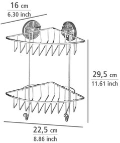 WENKO 20888100 - Raft de colț VACUUM-LOC, oțel rotund, 22,5 x 29,5 cm, crom lucios