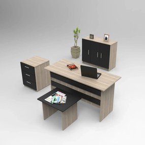 Set birou VO12 - OB, stejar/gri antracit, PAL melaminat