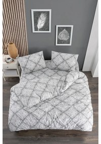 Lenjerie de pat gri pentru pat de o persoană, extinsă cu cearceaf inclus, cu 3 piese 160x220 cm Geometric – Mila Home