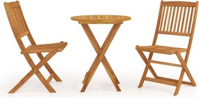 vidaXL Set mobilier grădină pliabil, 3 piese, lemn masiv acacia