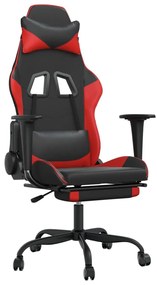 345412 vidaXL Scaun de gaming cu masaj/suport picioare, negru/roșu, piele eco