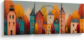 Tablou - Sat de toamnă (cu ceas) (90x30 cm)