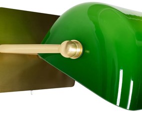 Aplică clasică de perete din alamă cu sticlă verde - Banker