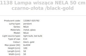 Lustra design modern Nela negru, auriu 50cm