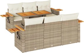 vidaXL Set canapele grădină cu perne 7 piese bej poliratan/lemn acacia