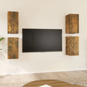Comode TV, 4 buc., stejar fumuriu, 30,5x30x60 cm lemn prelucrat 4, Stejar afumat, 30.5 x 30 x 60 cm