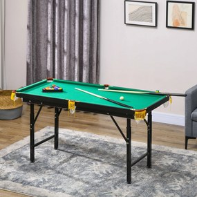 SPORTNOW Masă de Biliard Reglabilă pe Înălțime cu Accesorii, Masă din MDF și Oțel Carom, 140x60x55-75 cm, Verde | Aosom Romania