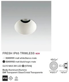 Spot incastrabil modern cu protectie IP65 FRESH TRIMLESS alb
