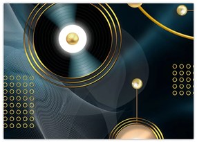 Tablou pe sticlă - Cercuri aurii (70x50 cm)