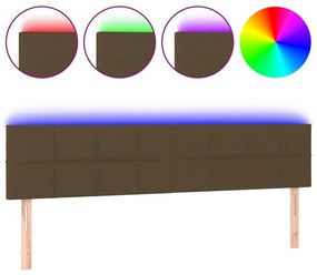 Tablie de pat cu LED, maro inchis, 180x5x78 88 cm, textil 1, Maro inchis, 180 x 5 x 78 88 cm