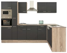 Mobilă de bucătărie de colț Yorki 310, corp din stejar sonoma, cu față antracit satinat