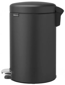 Cos de gunoi cu pedala Brabantia NewIcon 649741, 12 L, Inchidere lina, Baza antiderapanta, Finisaj mineral, Gri inchis