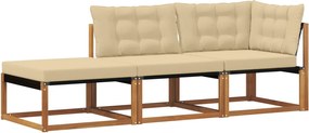 vidaXL Unități de sofa sectional de exterior cu pernă 3 Bucată natural