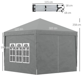 Outsunny Foișor de Grădină Impermeabil, cu Panouri Laterale Pliabile din Oțel și Acoperiș, 2,95x2,95x2,58 m, Verde | Aosom Romania