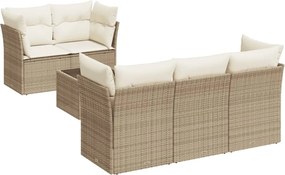 vidaXL Set canapele de grădină cu perne, 6 piese, bej, poliratan