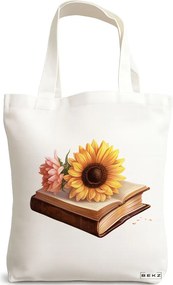 Sacosa de Panza pentru Cumparaturi, Geanta Tote, model Books 35 38 x 34.5 cm, Alba, BEKZ®