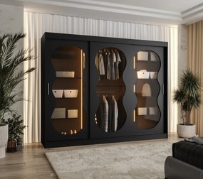 Dulap de haine 250 cm Boomer 3 (Negru) (cu iluminat). 1126286