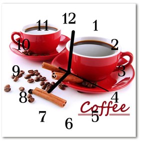Ceas de perete din sticla pătrat Ceașcă de cafea Alimente și băuturi Red