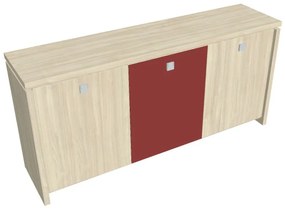 Dulap mic Verno 188 x 46 x 90 cm, uși combinate, salcâm / roșu
