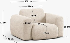 Fotoliu alb cu tapițerie din stofă bouclé Molino – Micadoni Home